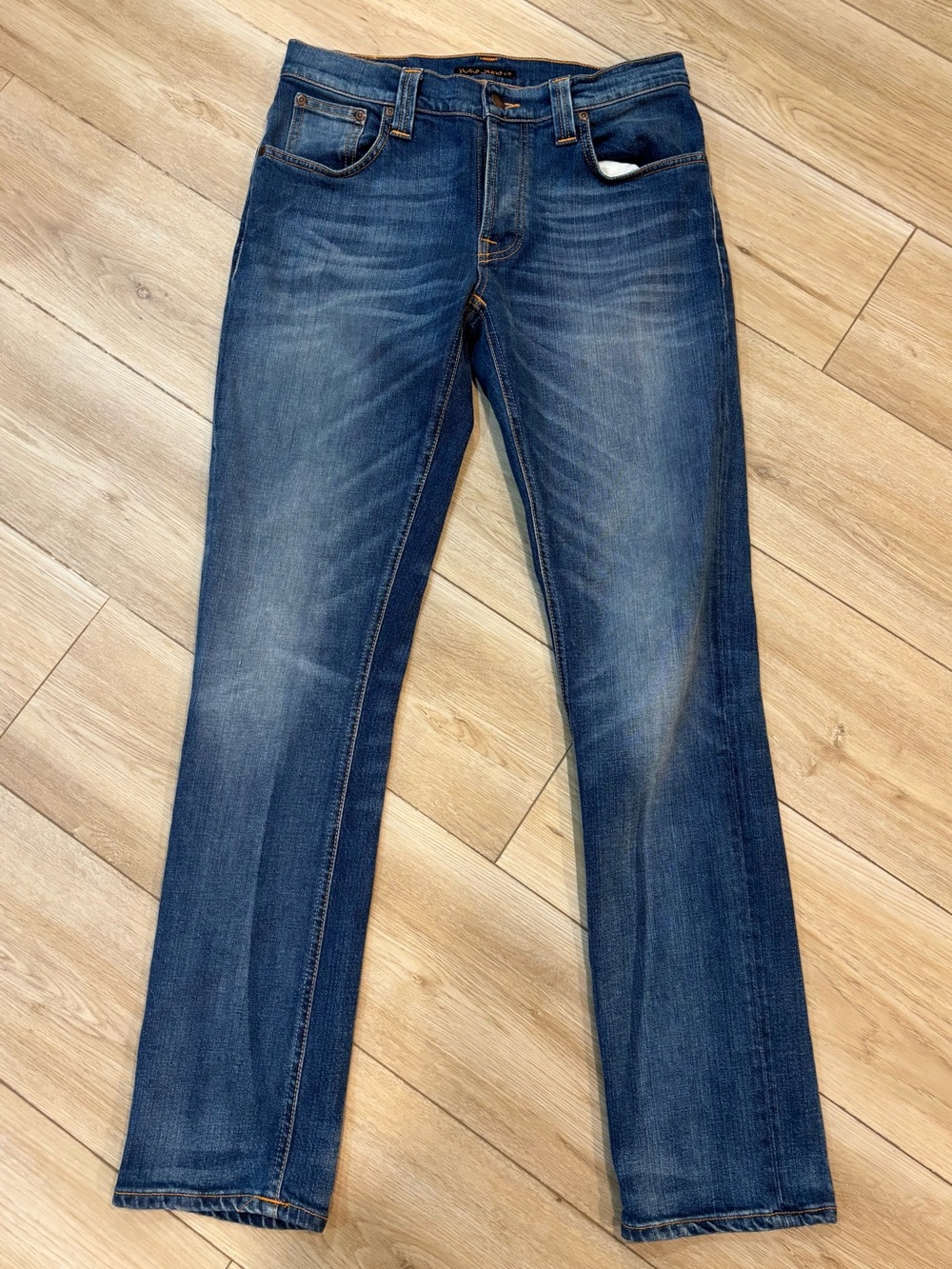 Nudie Jeans Grim Tim Organic Cotton Used Indigo Mens Denim Pants Size 30x32 31.5